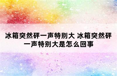 冰箱突然砰一声特别大 冰箱突然砰一声特别大是怎么回事